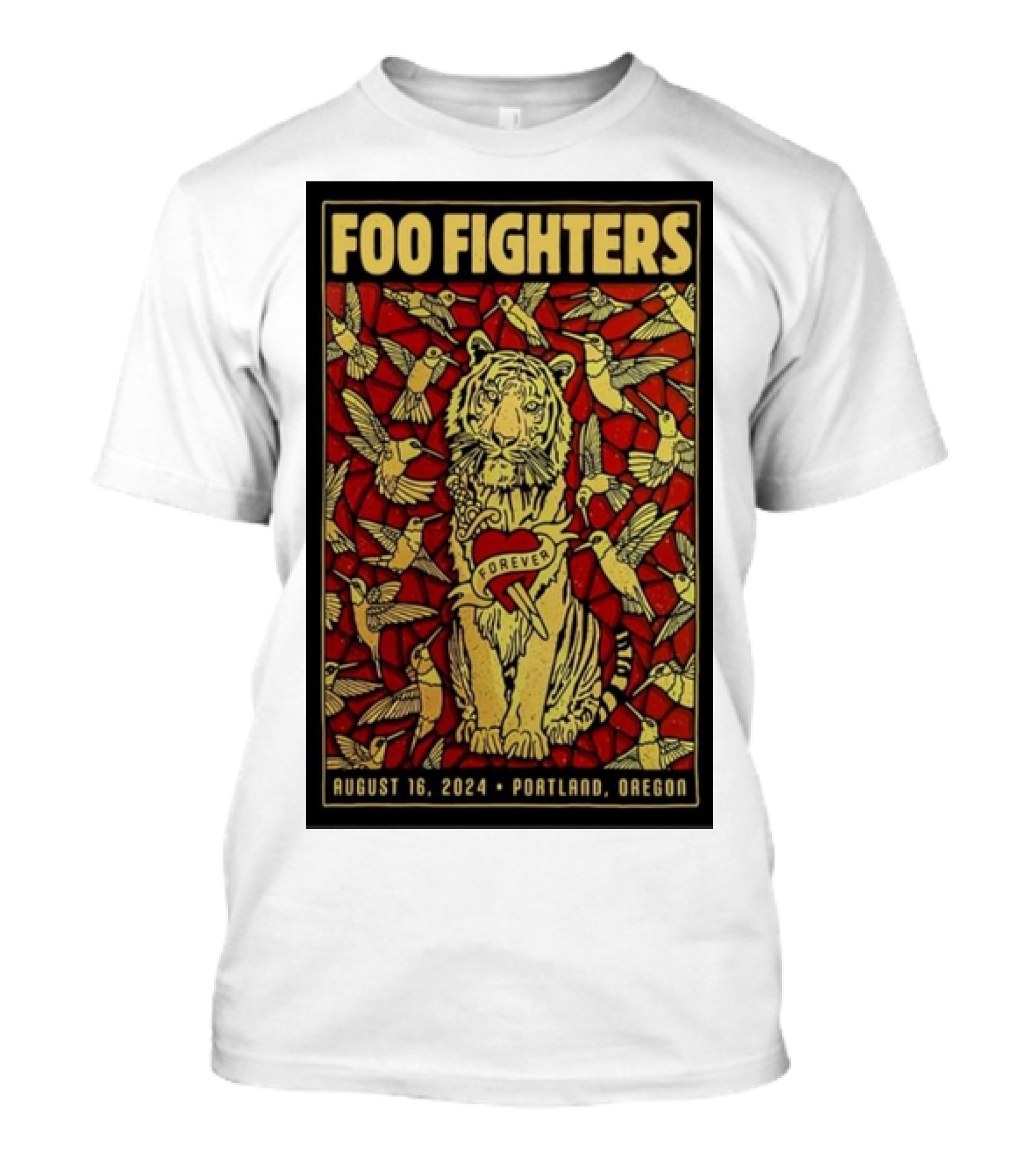 Foo Fighters Forever August 16 2024 Portland Oregon Tiger And Birds T-Shirt