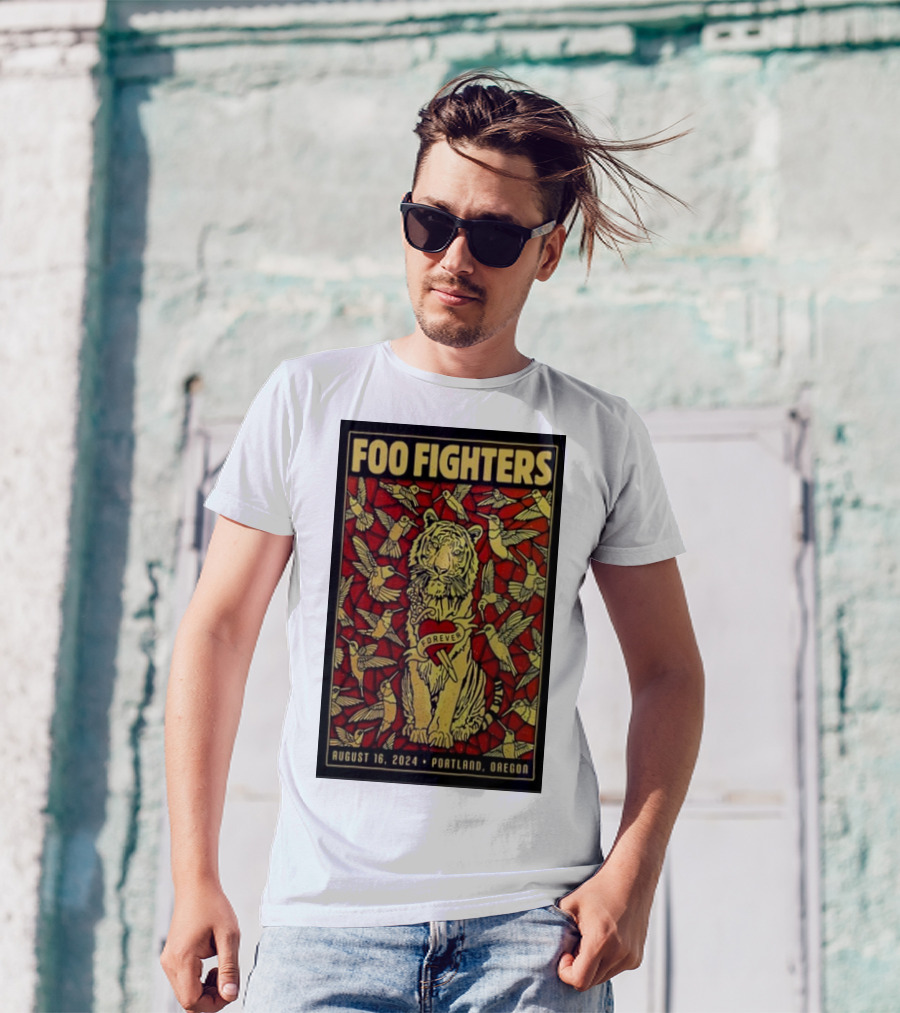 Foo Fighters Forever August 16 2024 Portland Oregon Tiger And Birds T-Shirt