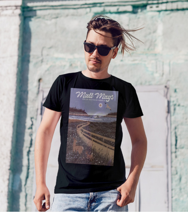 Matt Mays Shore Club August 14-18 2024 Hubbards NS Deer And Boardwalk Ocean Scene T-Shirt