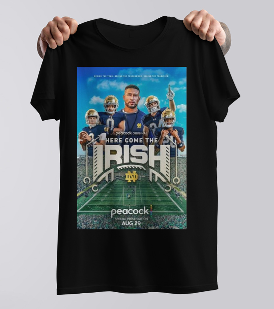 Notre Dame Fighting Irish Peacock Original Here Come The Irish Special Presentation Aug 29 T-Shirt