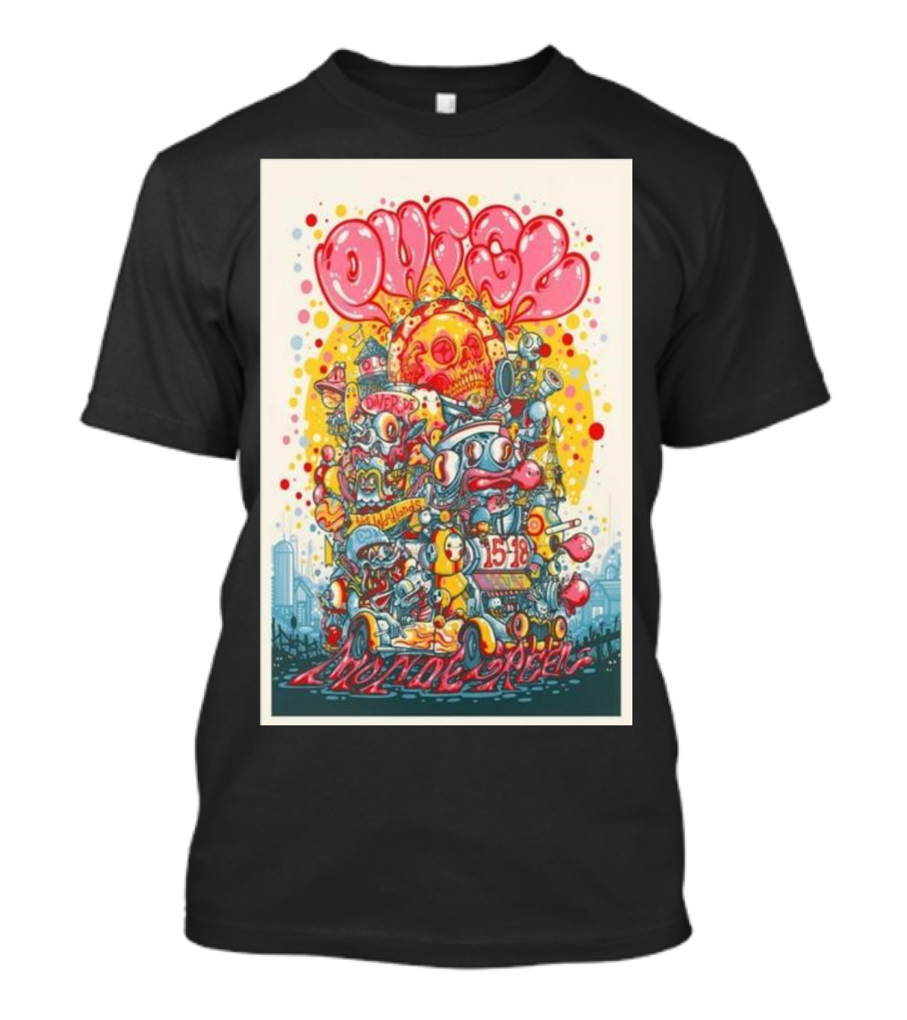 Phish Mondegreen Festival The Woodlands Dover Delaware Aug 15-18 2024 Colorful Surreal Cartoon T-Shirt