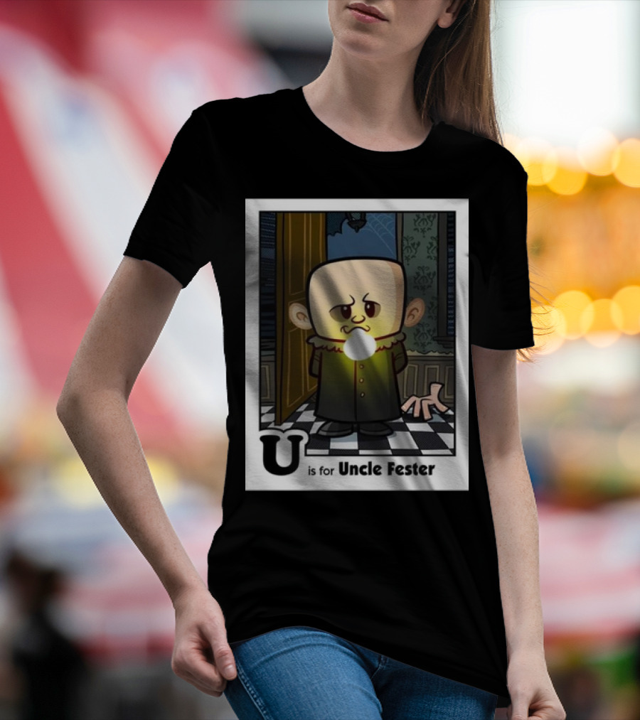 Spooky Alphabet U Is For Uncle Fester Addams Family Character T-Shirt
