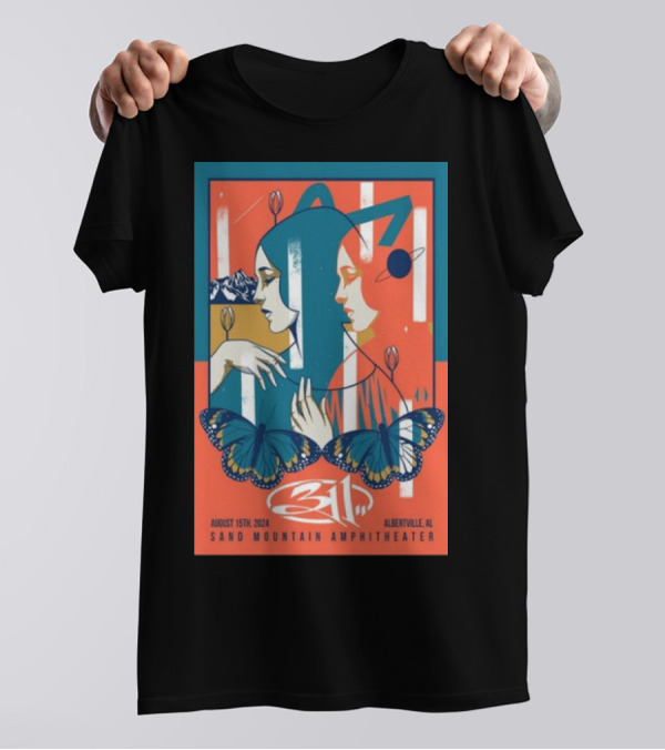 311 Albertville AL Sand Mountain Amphitheater Aug 15 2024 Butterfly T-Shirt