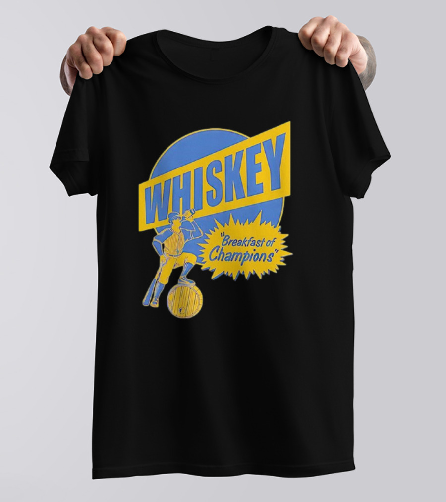 WHISKEY Breakfast Of Champions Baseball Player Drinking T-Shirt