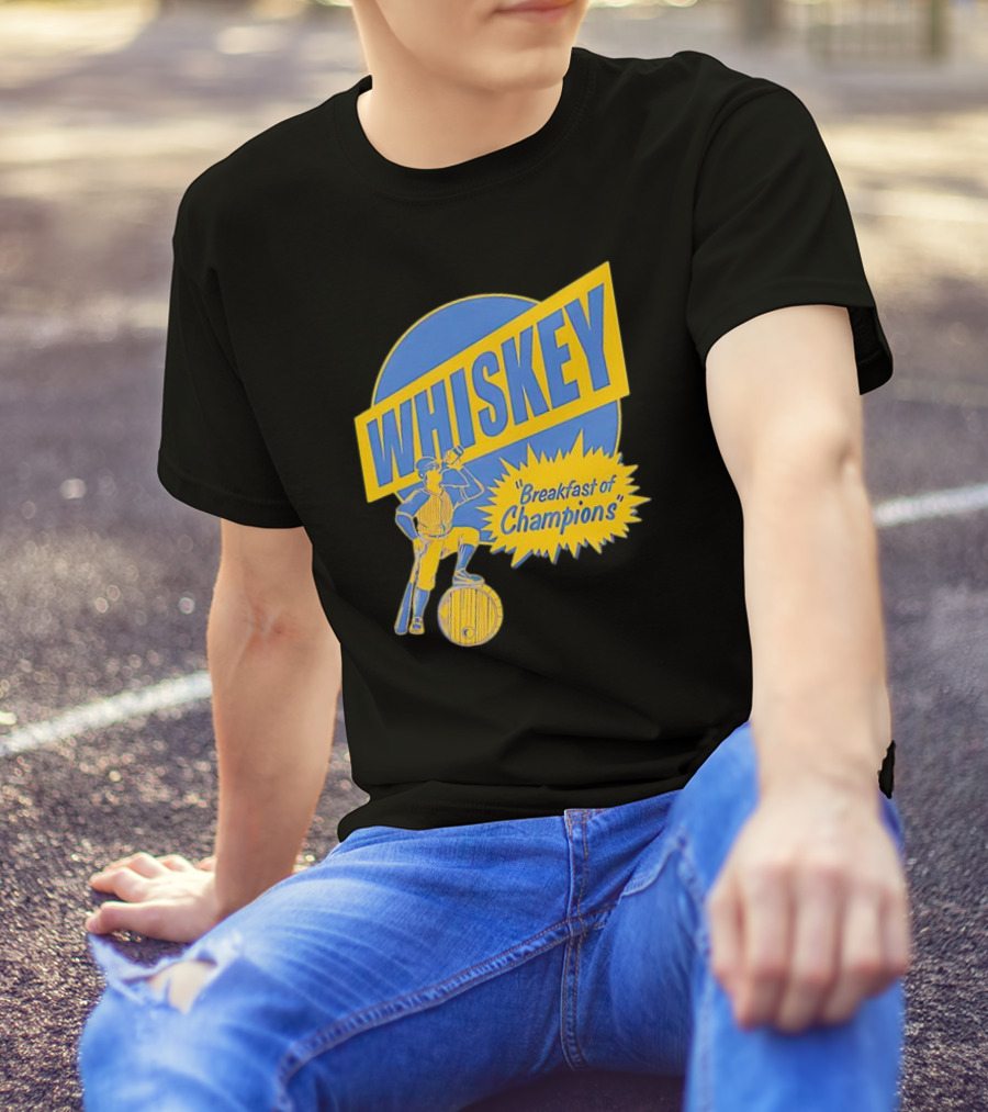 WHISKEY Breakfast Of Champions Baseball Player Drinking T-Shirt