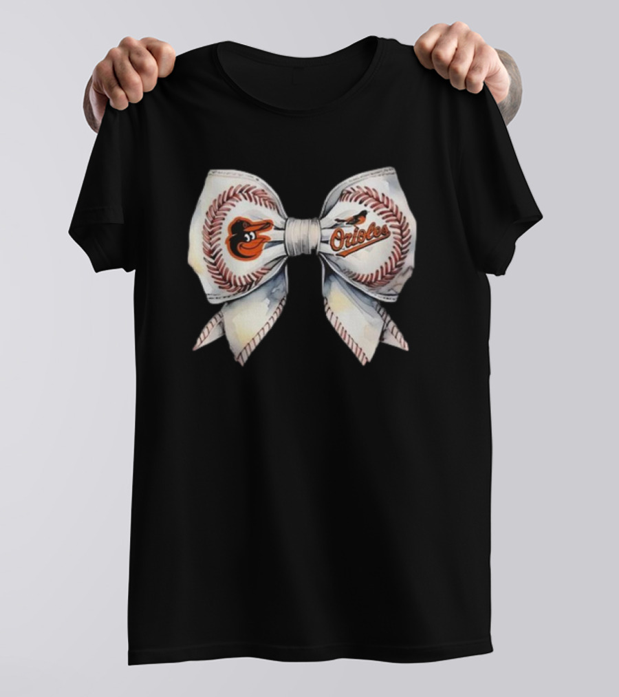 Baltimore Orioles Bow Love Baseball Girl 2024 Orioles Logo Classic Bow T-Shirt
