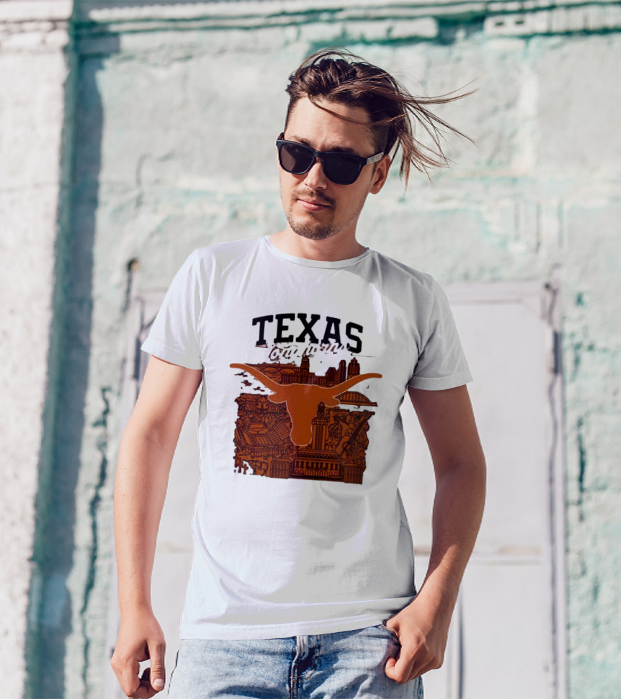 Texas Longhorns Burnt Orange City Skyline T-Shirt