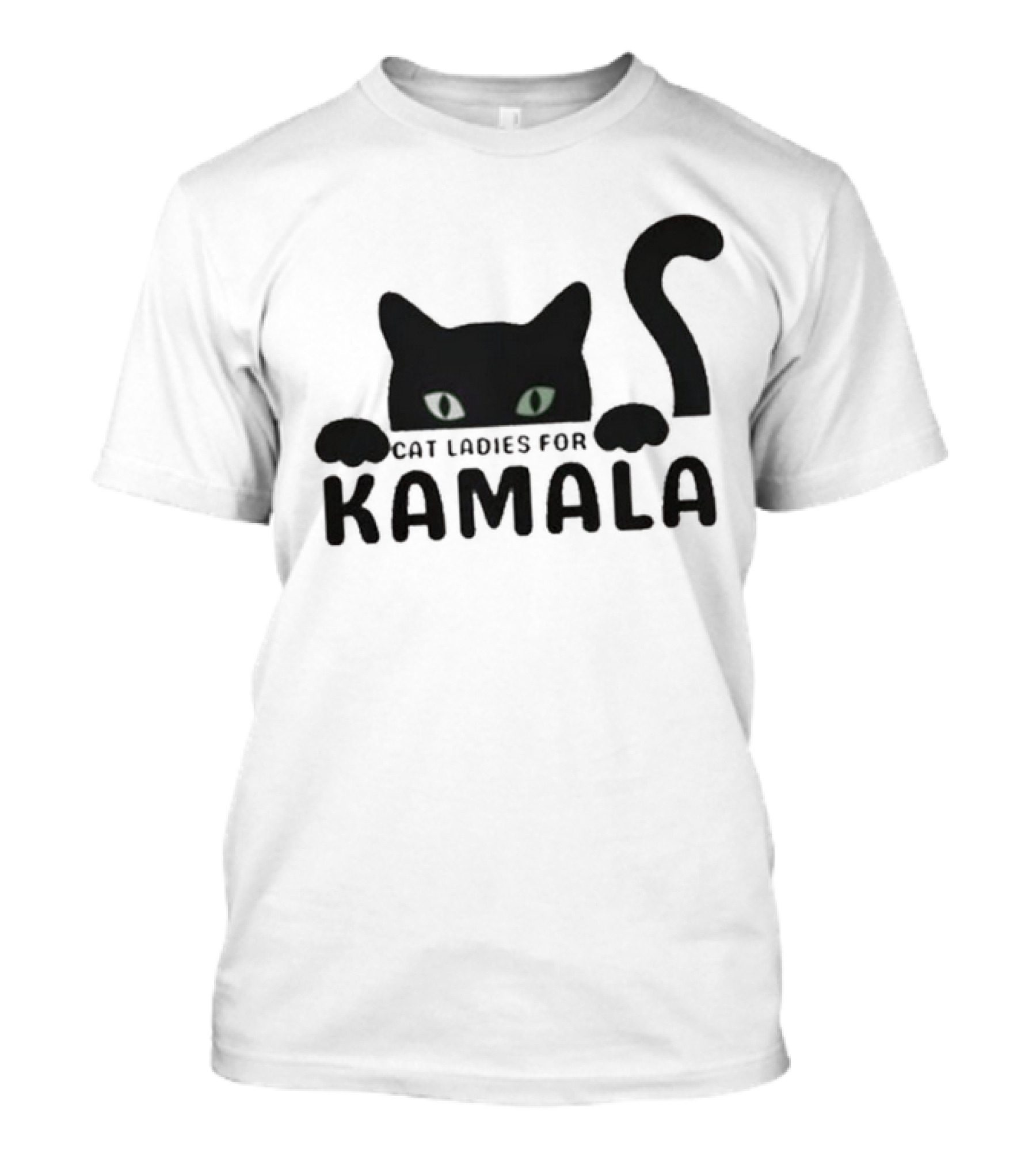 Cat Ladies For Kamala With Black Cat And Glowing Eyes T-Shirt