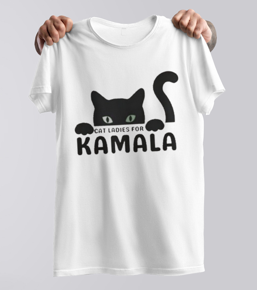 Cat Ladies For Kamala With Black Cat And Glowing Eyes T-Shirt