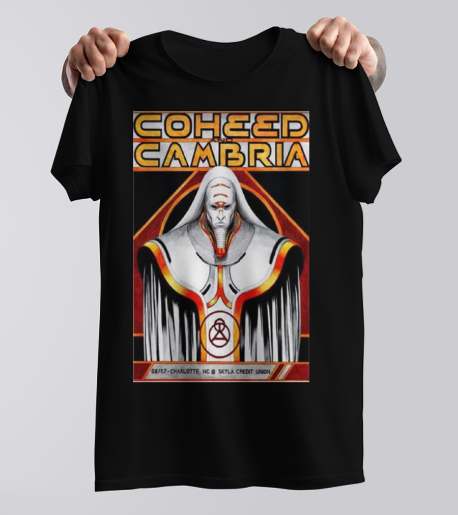 Coheed And Cambria Aug 17 2024 Charlotte NC Skyla Credit Union Amphitheatre T-Shirt