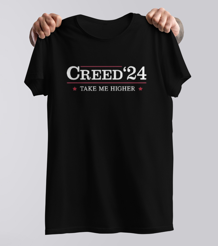Creed 2024 Take Me Higher Vintage Style Monochrome Text With Stars T-Shirt