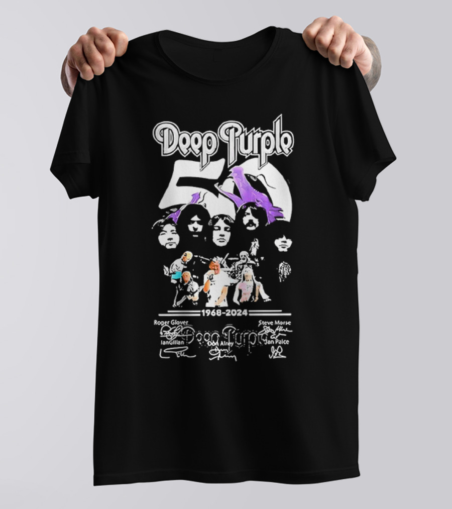 Deep Purple 1968-2024 50th Anniversary Band Members Signatures T-Shirt