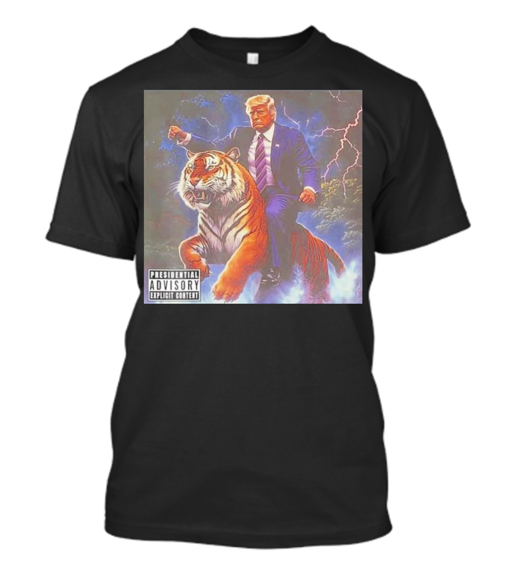 Presidential Advisory Explicit Content Trump Riding Tiger Heroic T-Shirt