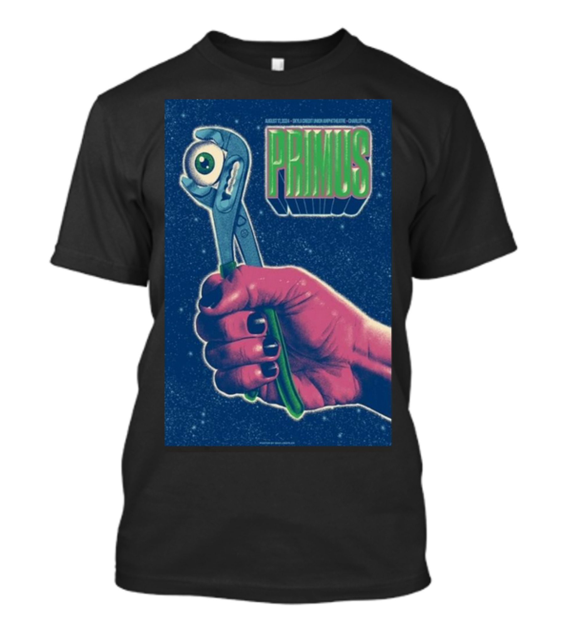 Primus Concert Charlotte NC Aug 17 2024 Skyla Credit Union Amphitheatre Event T-Shirt