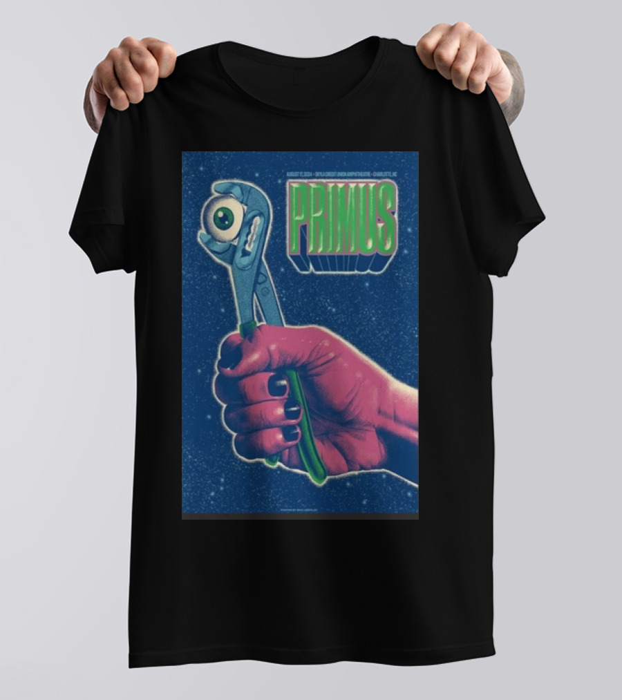 Primus Concert Charlotte NC Aug 17 2024 Skyla Credit Union Amphitheatre Event T-Shirt
