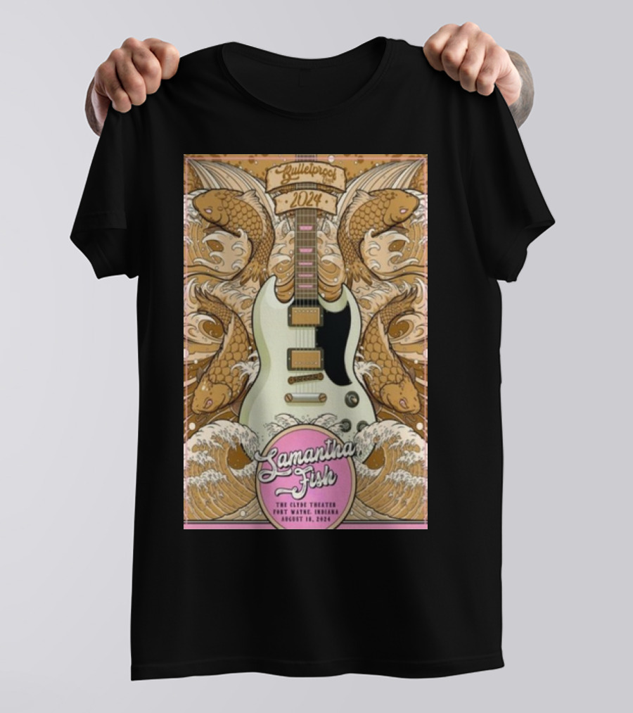 Samantha Fish Bulletproof 2024 Clyde Theatre Fort Wayne Indiana August 18 2024 Guitar Koi Waves T-Shirt