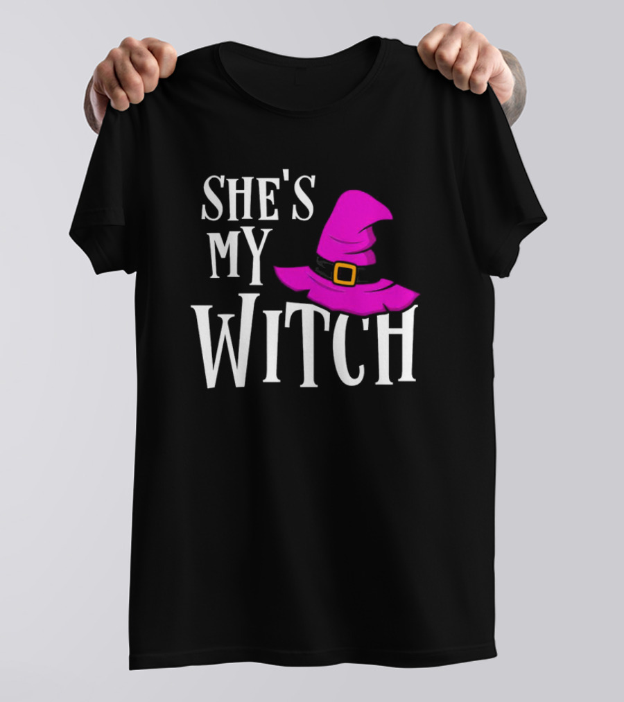 She's My Witch Halloween Pink Hat T-Shirt