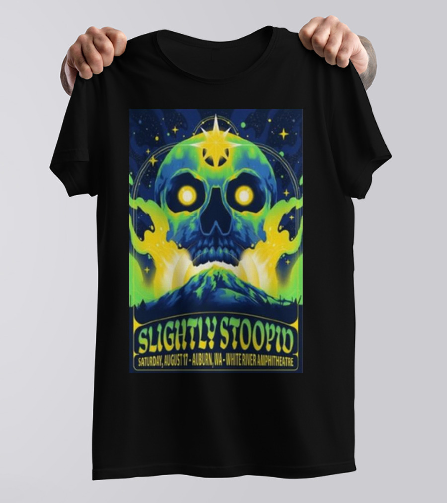 Slightly Stoopid Saturday August 17 Auburn WA White River Amphitheatre Skull T-Shirt