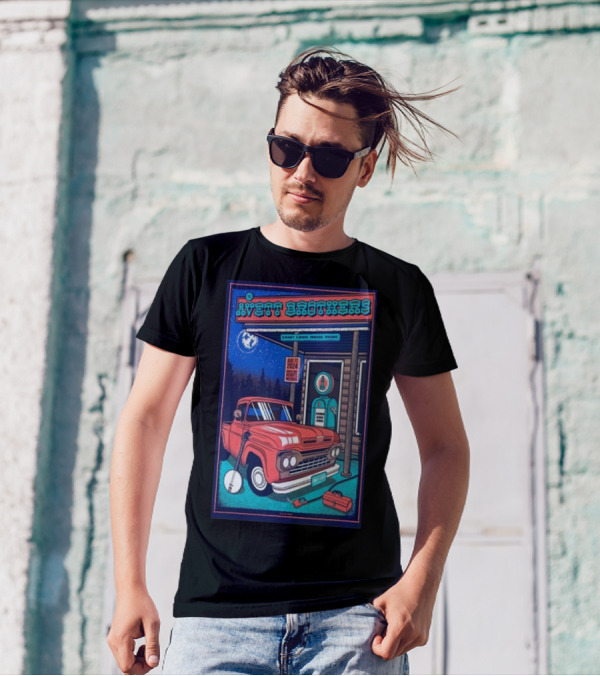 Avett Brothers St. Louis Music Park Maryland Heights Tour August 17 2024 Vintage Truck Banjo Moon Scene T-Shirt
