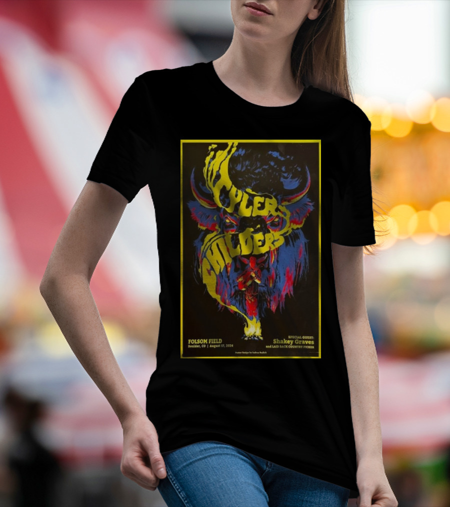 Tyler Childers Folsom Field Boulder CO August 17 2024 Special Guest Shakey Graves T-Shirt