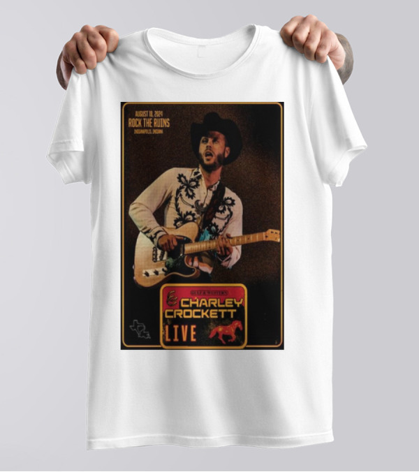 August 18 2024 Charley Crockett Live At Rock The Ruins Indianapolis IN Gulf And Westerns T-Shirt