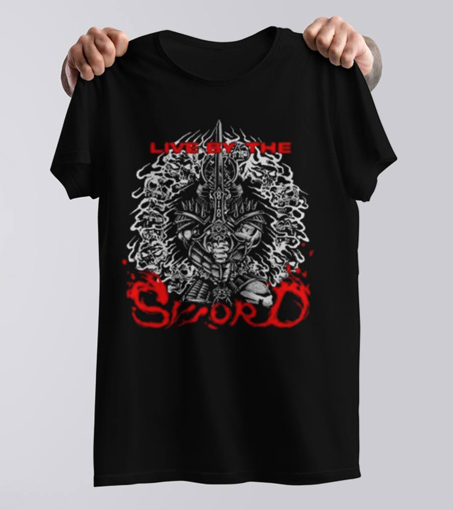 Closed Casket Activities God's Hate Live By The Sword Warrior Skull Helmet T-Shirt