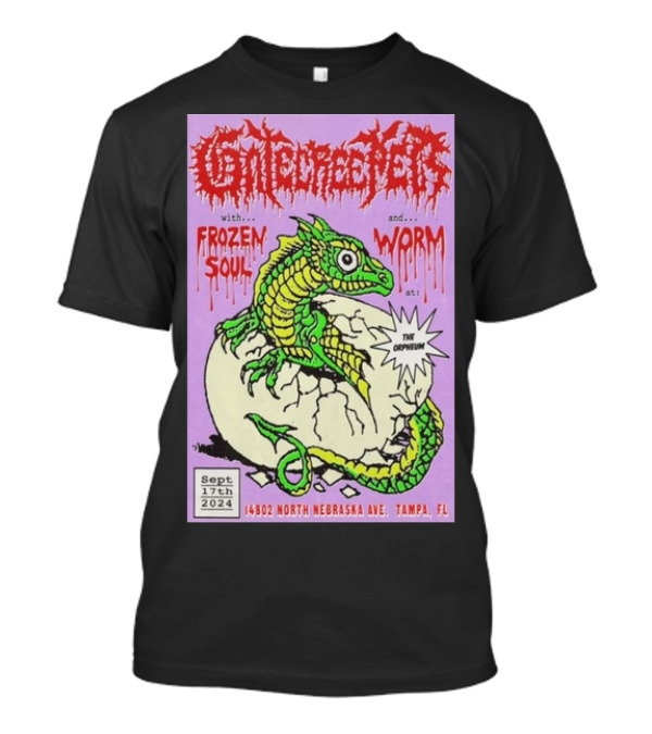 Gatecreeper With Frozen Soul And Worm At The Orpheum Tampa Sep 17th 2024 14602 North Nebraska Ave T-Shirt