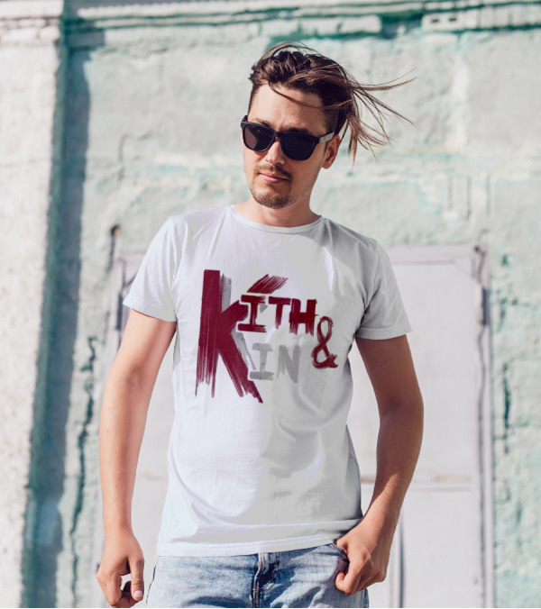 Kith And Kin Bold Red And Gray Text T-Shirt