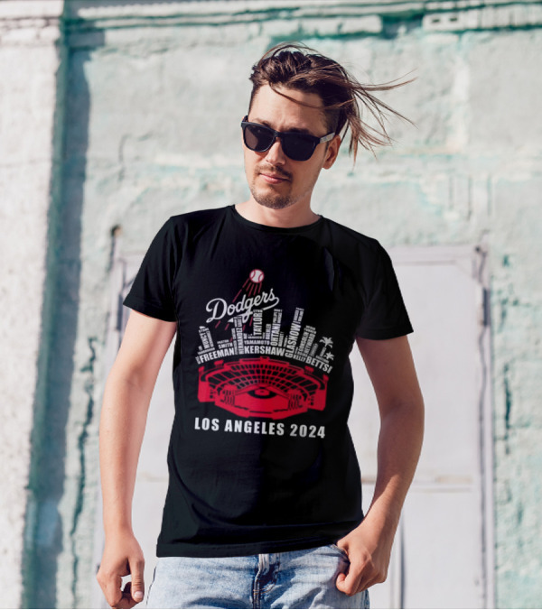 Dodgers Los Angeles 2024 Kershaw Freeman Betts Stadium Names T-Shirt