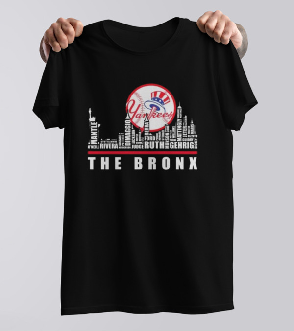 New York Yankees 2024 Skyline Of Legendary Player Names The Bronx T-Shirt