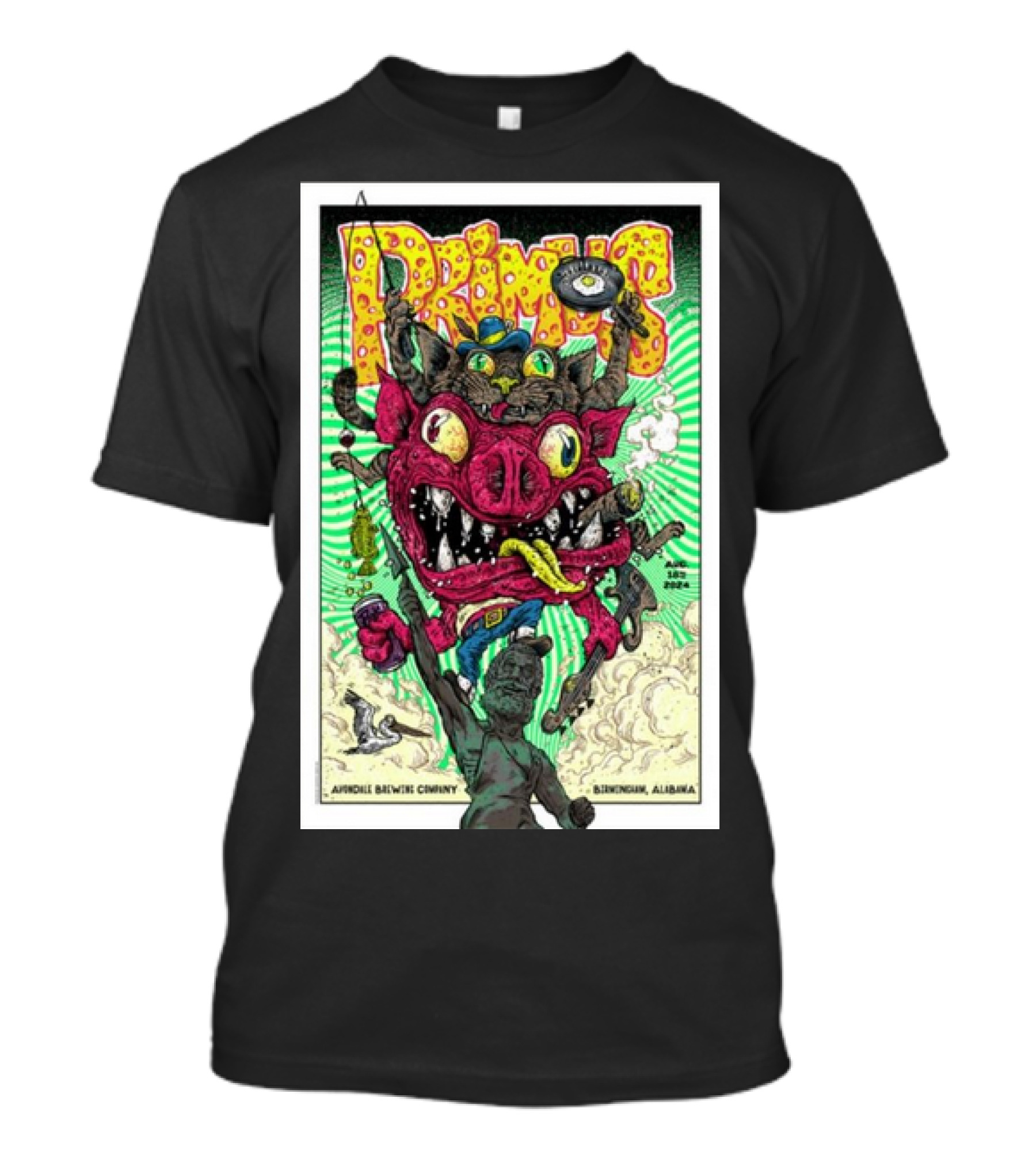 Primus Avondale Brewing Company Birmingham Alabama August 18th 2024 Colorful Monster T-Shirt