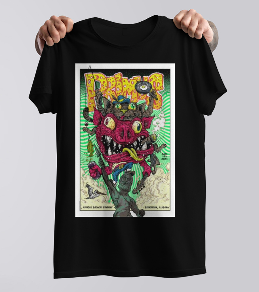 Primus Avondale Brewing Company Birmingham Alabama August 18th 2024 Colorful Monster T-Shirt