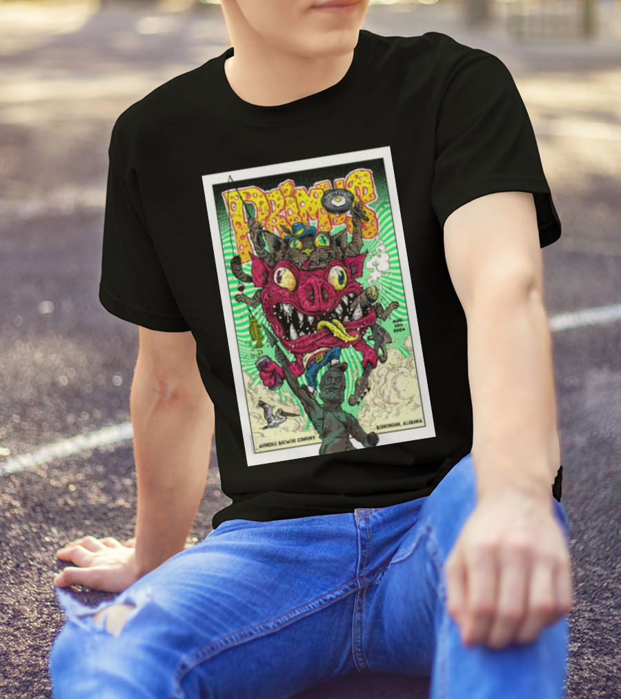 Primus Avondale Brewing Company Birmingham Alabama August 18th 2024 Colorful Monster T-Shirt
