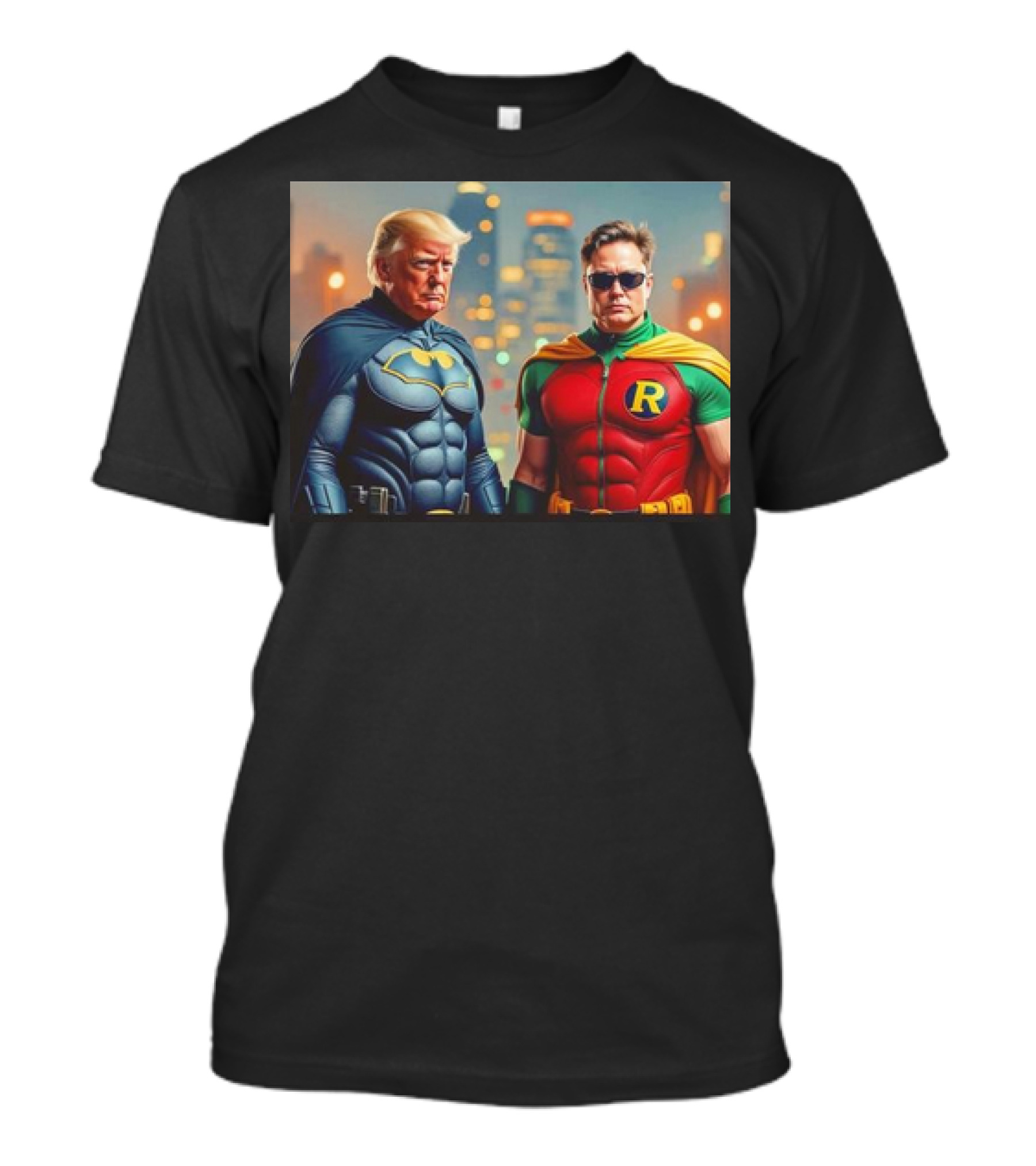 Trump And Elon Batman Robin Mashup Scene T-Shirt