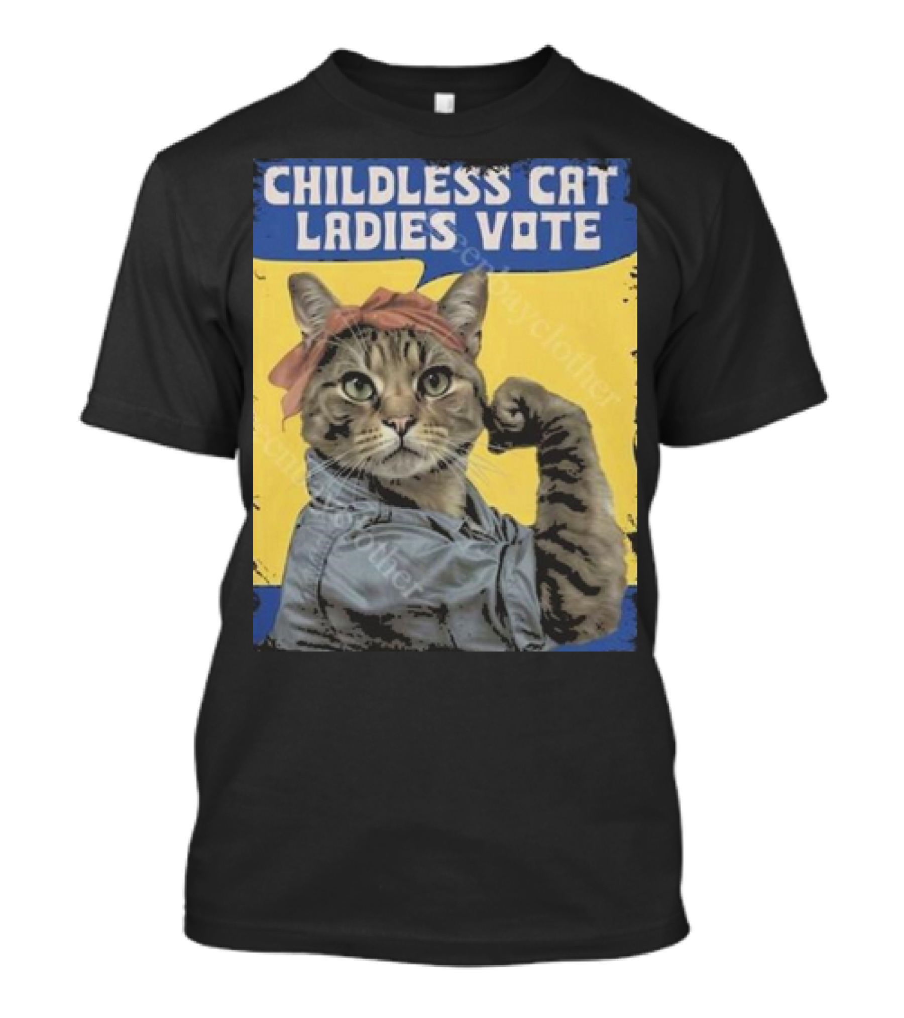 Childless Cat Ladies Vote Rosie The Riveter Cat T-Shirt