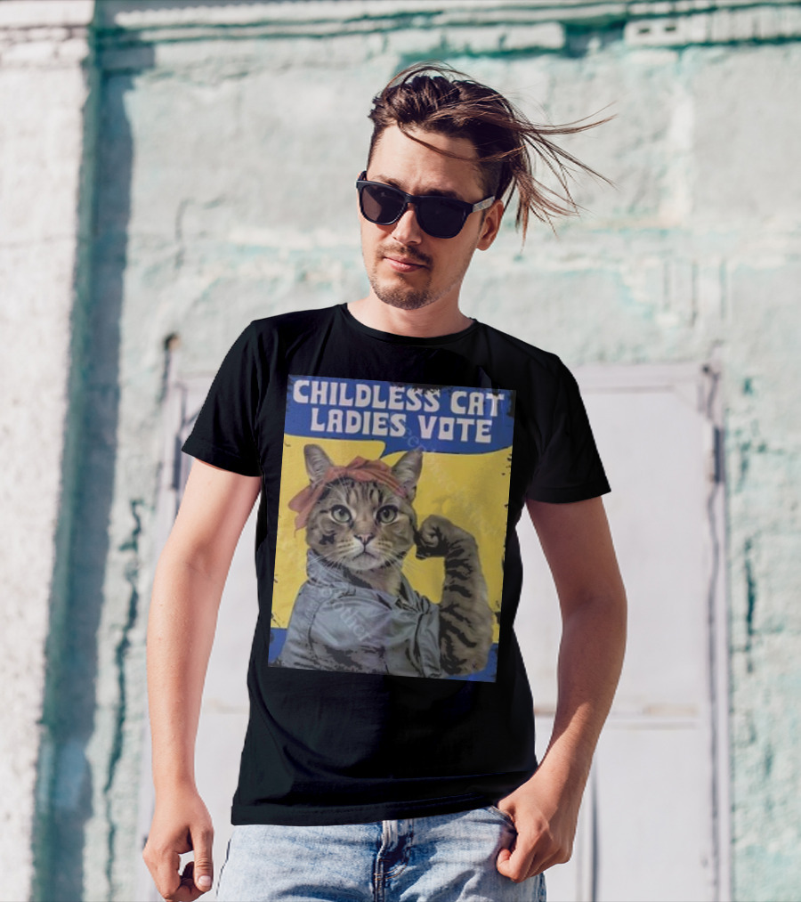 Childless Cat Ladies Vote Rosie The Riveter Cat T-Shirt