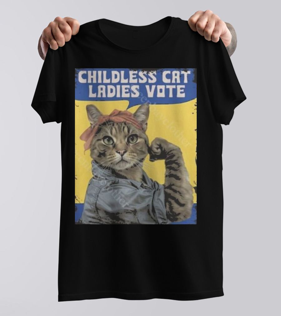 Childless Cat Ladies Vote Rosie The Riveter Cat T-Shirt