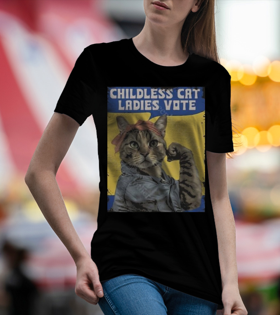Childless Cat Ladies Vote Rosie The Riveter Cat T-Shirt