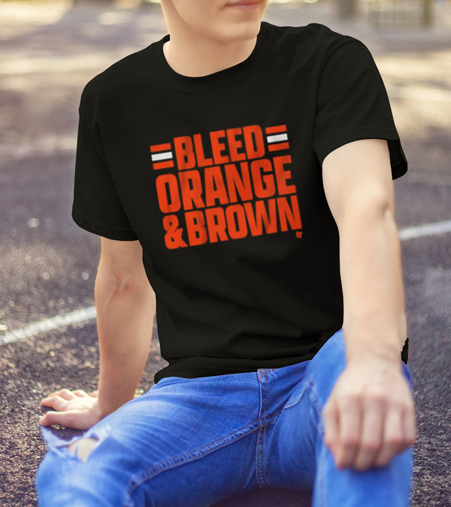 Cleveland Football Bleed Orange And Brown Loyalty Fandom Iconic Colors T-Shirt