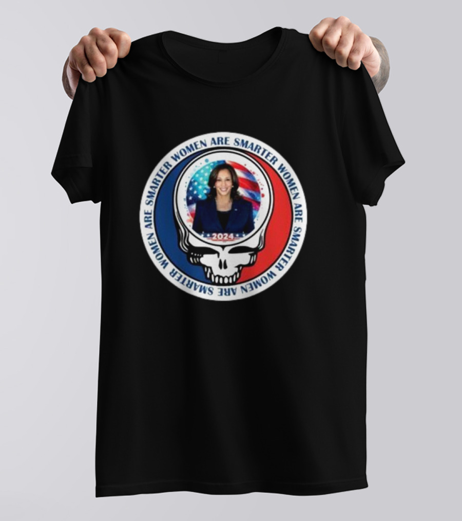 Women Are Smarter Kamala 2024 Deadhead America Flag T-Shirt