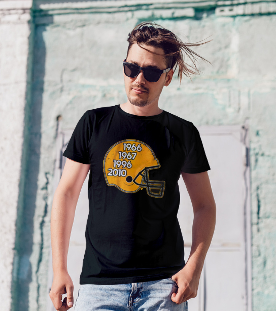Green Bay Glory Years Helmet 1966 1967 1996 2010 Football T-Shirt