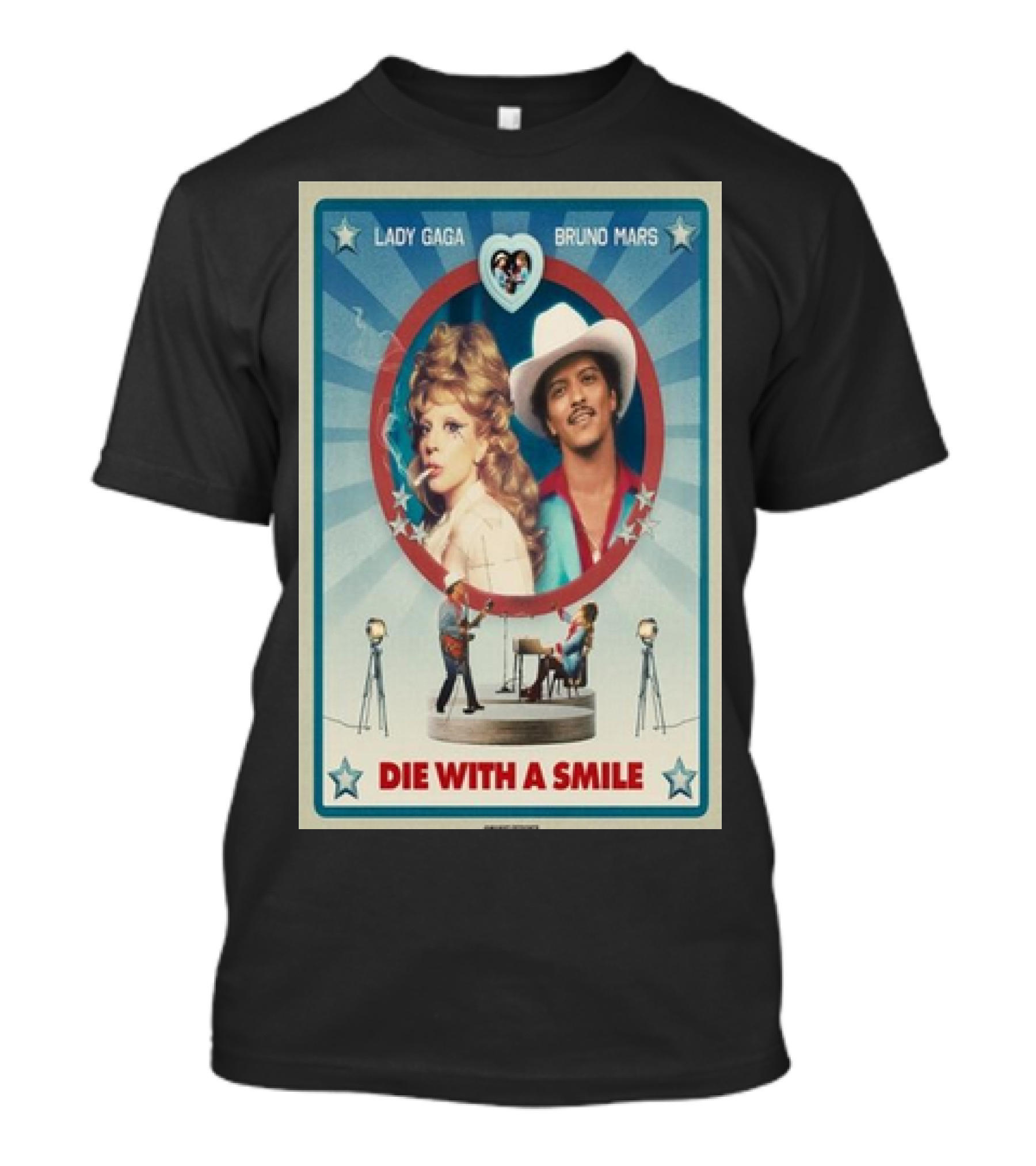 Lady Gaga Bruno Mars 2024 Die With A Smile Retro Concert T-Shirt