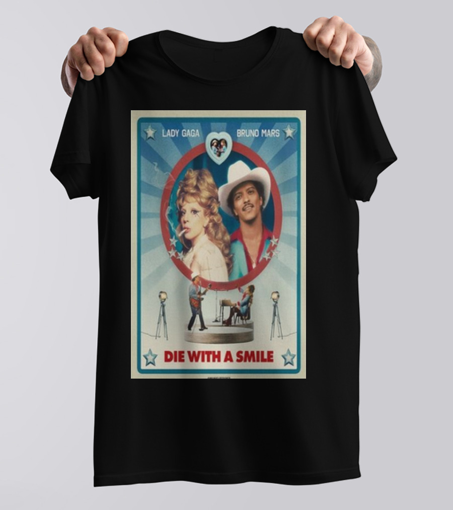 Lady Gaga Bruno Mars 2024 Die With A Smile Retro Concert T-Shirt