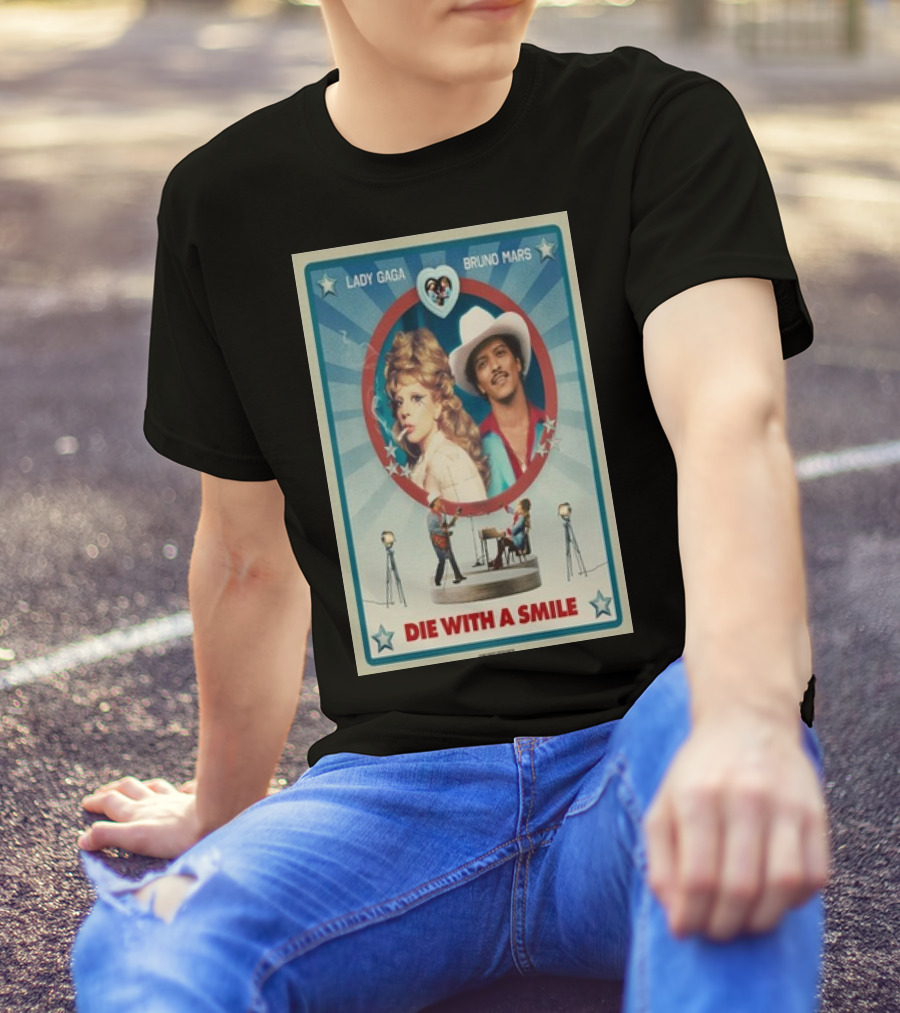 Lady Gaga Bruno Mars 2024 Die With A Smile Retro Concert T-Shirt