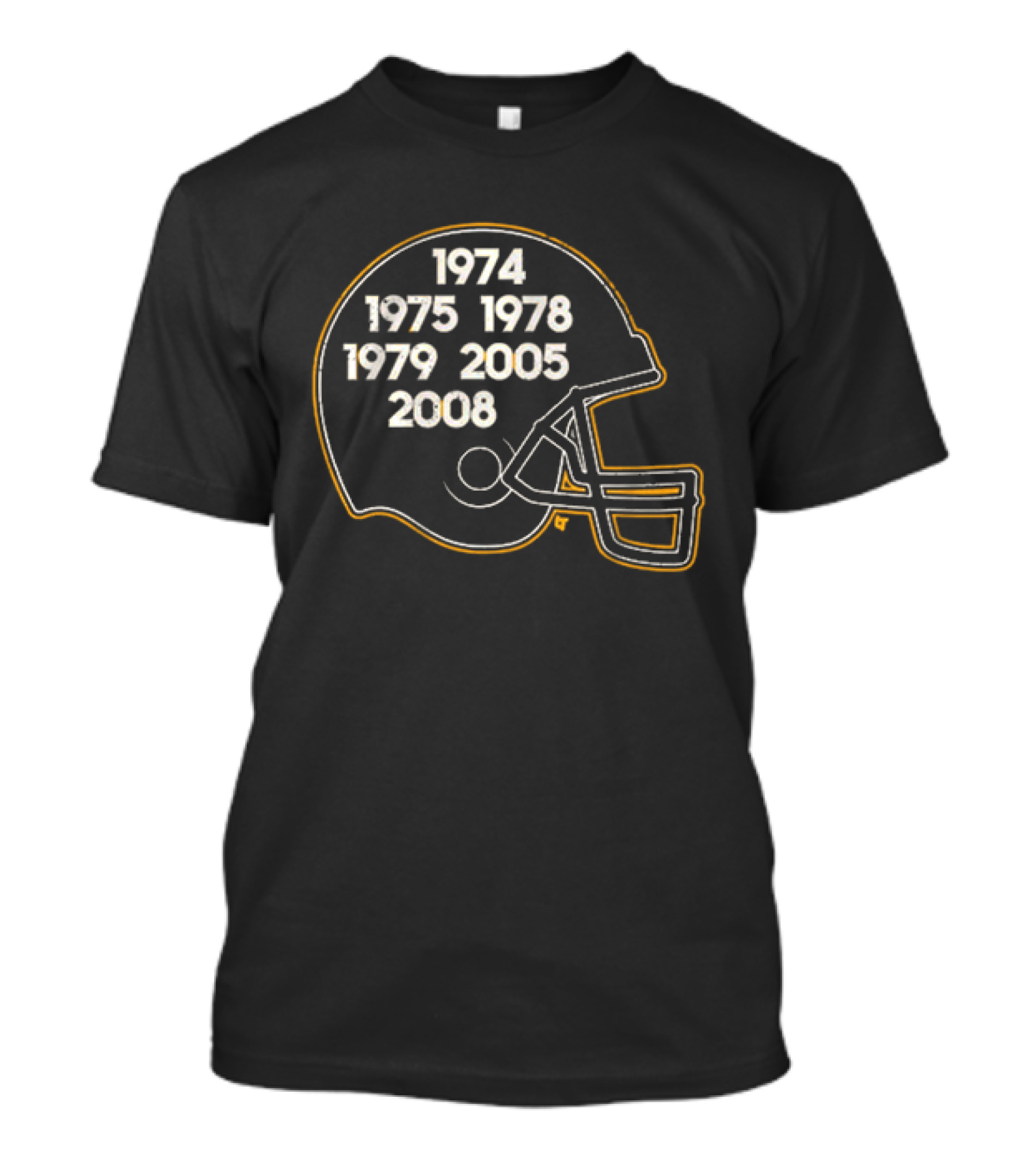 Pittsburgh Football Championships Helmet 1974 1975 1978 1979 2005 2008 T-Shirt