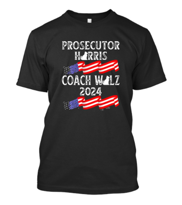 Prosecutor Harris Coach Walz 2024 American Flag Cats T-Shirt