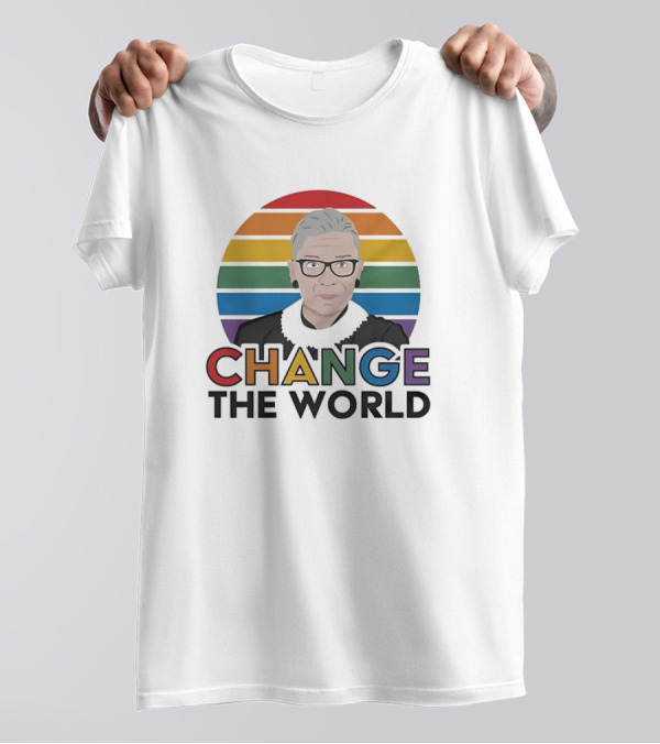 Change The World Ruth Bader Ginsburg Rainbow Stripes T-Shirt