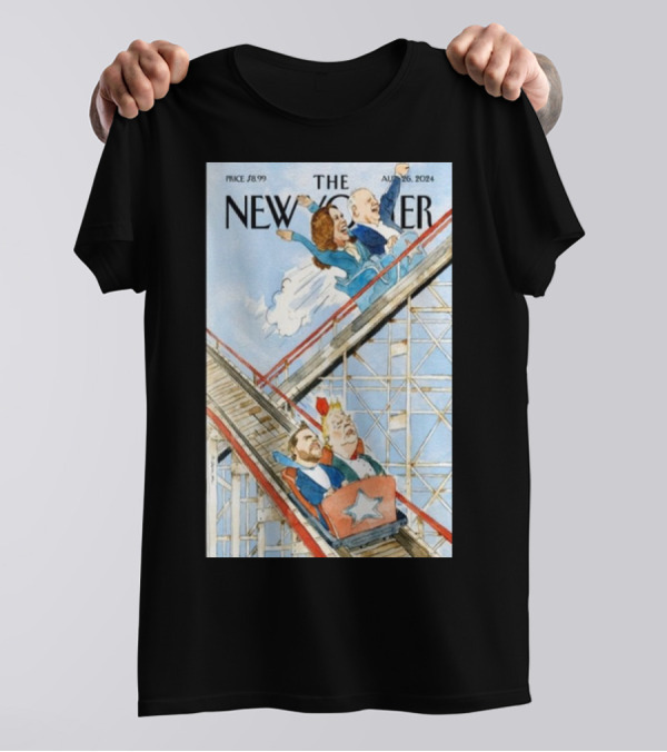 The New Yorker Aug 26 2024 Barry Blitt Roller Coaster Political Cartoon T-Shirt