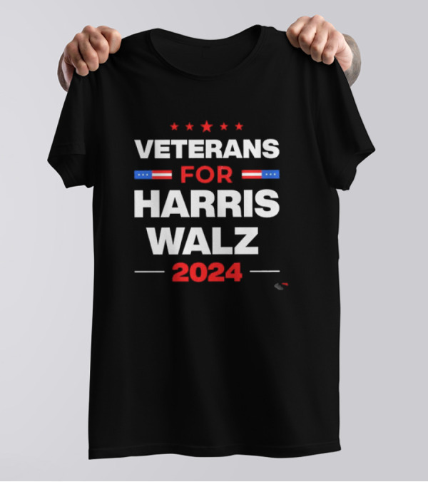 Veterans For Harris Walz 2024 Five Stars Red White Blue T-Shirt