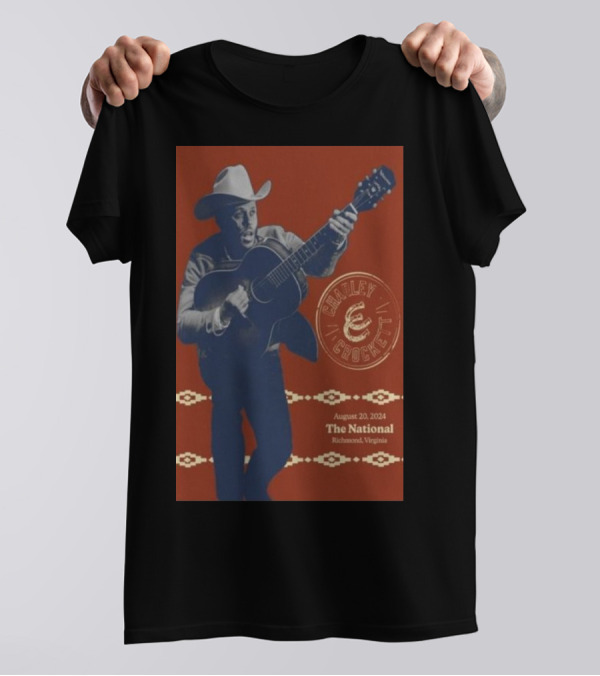 Charley Crockett August 20 2024 Richmond VA The National Cowboy Guitarist T-Shirt